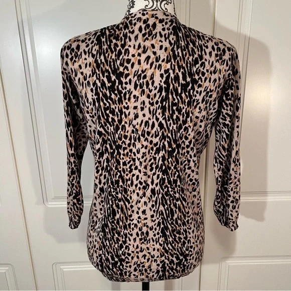 ZARA soft fine knit leopard print 3/4 sleeve cardigan women's size large - Picture 7 of 7
